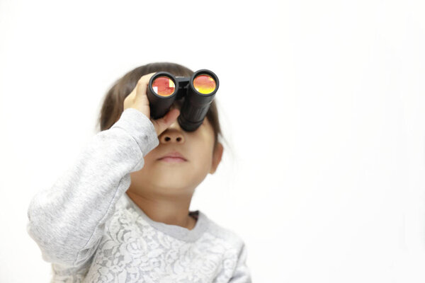 Japanese girl with opera glass (white back) (5 years old)