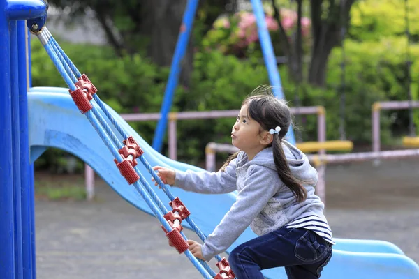 Japanese Girl Playing Rope Walking Years Old — Stock Photo, Image