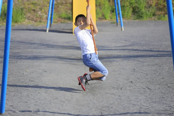 Chico Japonés Jugando Con Zorro Volador Cuarto Grado Escuela Primaria —  Fotos de Stock