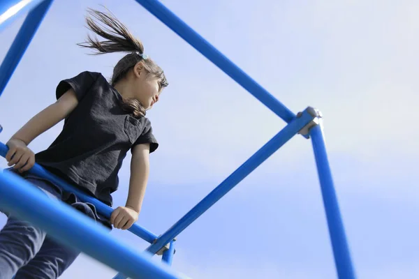 Japanese girl on the jungle gym (5 years old)