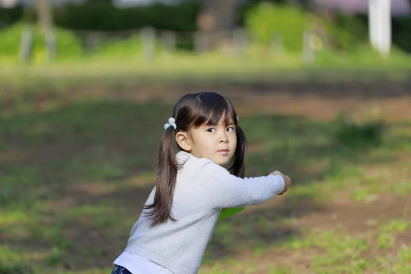 Japonesa Chica Jugando Vuelo Disco Años Edad —  Fotos de Stock