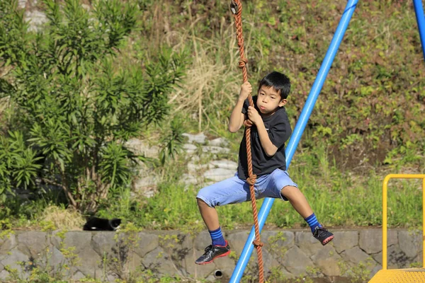 Japanischer Junge Spielt Mit Flughund Vierte Klasse Der Grundschule — Stockfoto