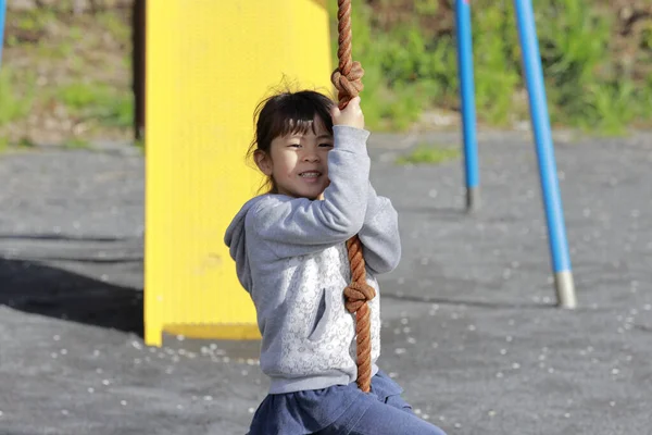 Japanese Girl Years Old Playing Flying Fox — Stock Photo, Image