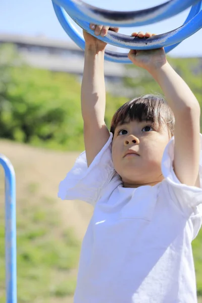 Japanisches Mädchen Spielt Mit Einem Affen Jahre Alt — Stockfoto