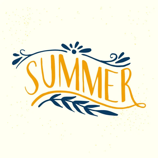 Summer inscription with floral element — Stock Vector
