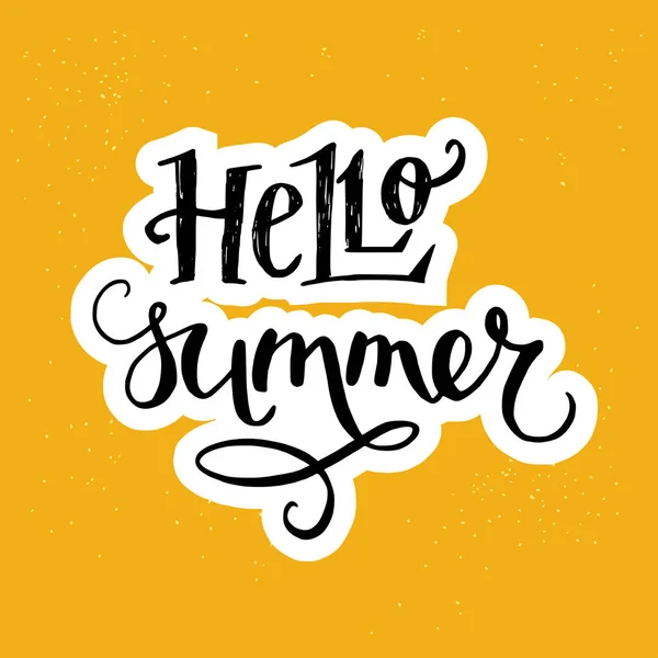 Hallo zomer inscriptie op gele achtergrond — Stockvector