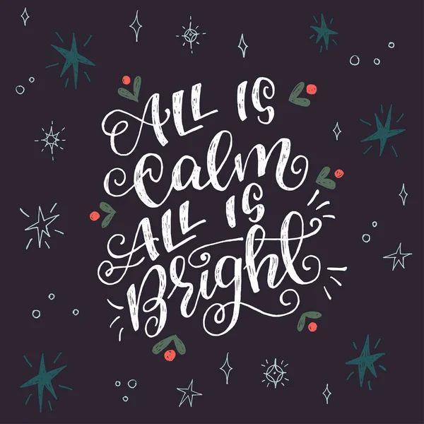 All is calm, all is bright holiday card — Stock Vector
