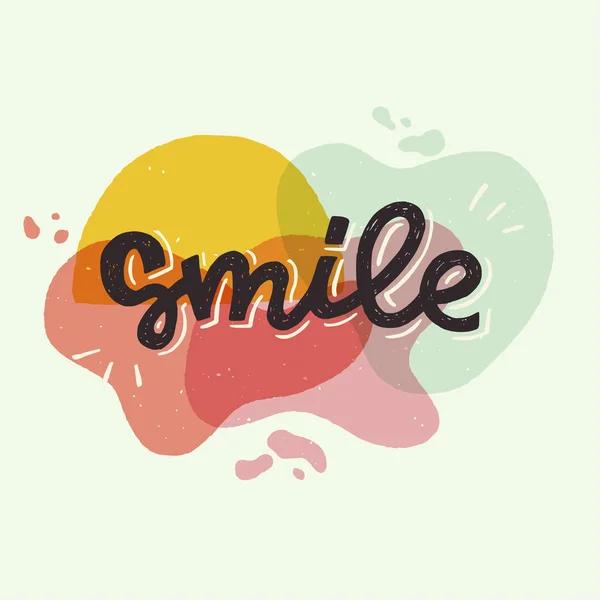 Smile hand lettering inscription on overlapping abstract backgro — 스톡 벡터