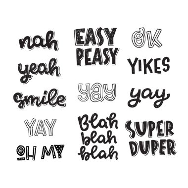 Set of handwritten emotional expressions clipart