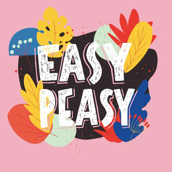 Fácil inscrição Peasy em banner floral — Vetor de Stock