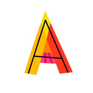 İngilizce Alfabe harf A. Modern renkli logo şablonu