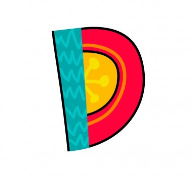 İngilizce alfabe D mektup. Modern renkli logo şablonu