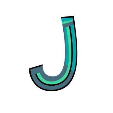 Mektup J İngilizce alfabe. Modern renkli logo şablonu