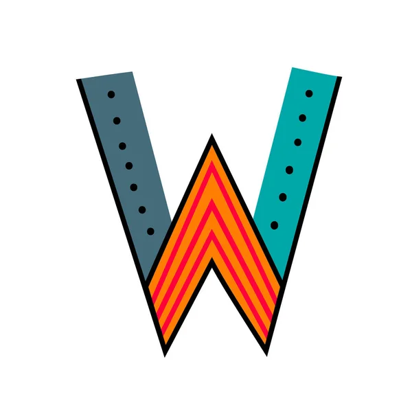 Carta W do alfabeto inglês. Modelo de logotipo colorido no moderno — Vetor de Stock