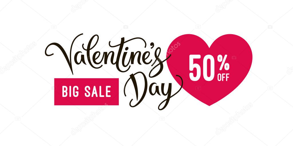 Valentine's day big sale banner design template and special offer, clearance vector Illustration. Label for online or retail shop. Valentines day special offer background. EPS 10