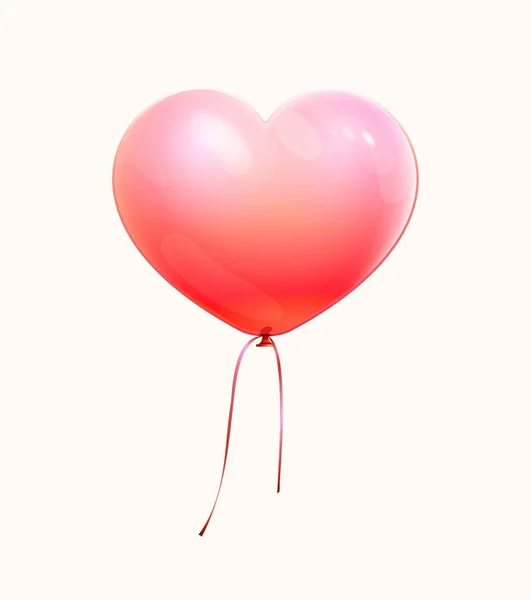 Sevgililer günü kartı. Aşk sembolü. Tek kırmızı parlak kalp simgesi, şekil ve etiket. 3d soyut balon üzerinde beyaz izole. Grafik doğum günü veya tasarımları düğün için. Vektör çizim. Eps10 — Stok Vektör