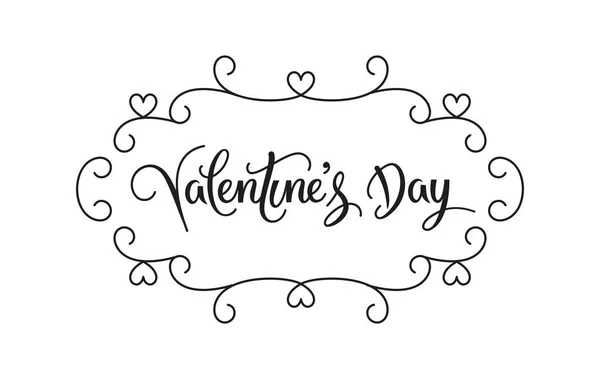 Happy Ημέρα του Αγίου Βαλεντίνου διακόσμηση και τυπογραφία με εικονίδιο καρδιάς - σύμβολο αγάπης. Διανυσματικό σχέδιο πλαισίων για αφίσα ή προσκλητήριο γάμου. Μοντέρνα μίνιμαλ φόντο. Διακοπές γράμματα κείμενο. Απομονωμένη. EPS 10 — Διανυσματικό Αρχείο