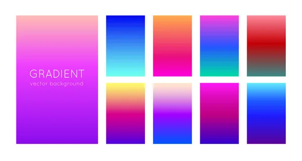 Conjunto abstrato de modernos fundos gradiente de cores brilhantes e textura para aplicativos móveis e tela do smartphone. Elemento de design vívido para banner, capa ou folheto. EPS 10 —  Vetores de Stock