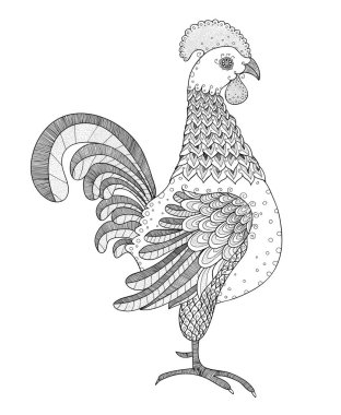 Horoz simgesi. Horoz sembolü. Vektör horoz amblemi. Elle çizilmiş 