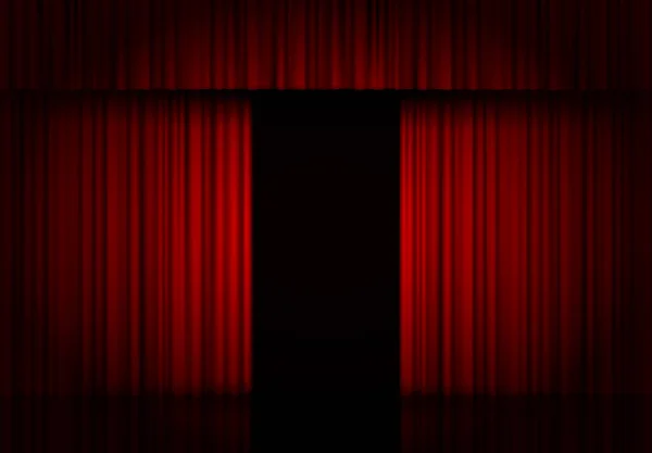 Vorhang rot Vektor isoliert. offene Draperie. Theaterszene, Oper, Konzert oder Kino. 3D-Objekt. Vorhang auf. Vektorhintergrund. — Stockvektor