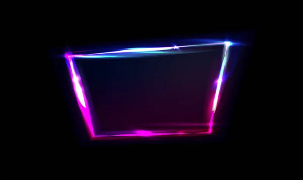 Neon-Rahmen mit Leuchten, Schildern und hellem Hintergrund. Nachtclub-Schild mit freiem Platz für Logo oder Text. Vektor Illustration, Plakat, Banner für die Nacht Party. Glitch und Neonlichteffekt, Blendung. — Stockvektor