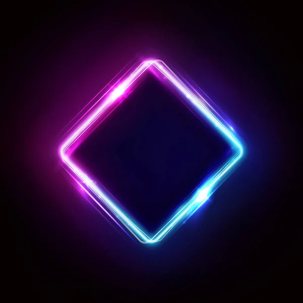 Neon Rhombus runko tai neon valot merkki. Retroaaltovektori abstrakti tausta, tunneli, portaali. Geometrinen hehku ääriviivat rhombus muoto tai laser hehkuva linjat. Tausta, jossa on tilaa tekstille — vektorikuva