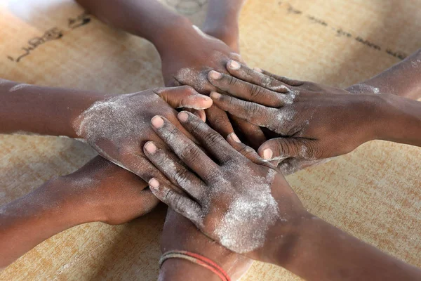 Hands of a group of boys — Stock Photo, Image