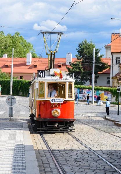 Praga República Checa Julio 2017 Histórica Línea Del Tranvía Del —  Fotos de Stock