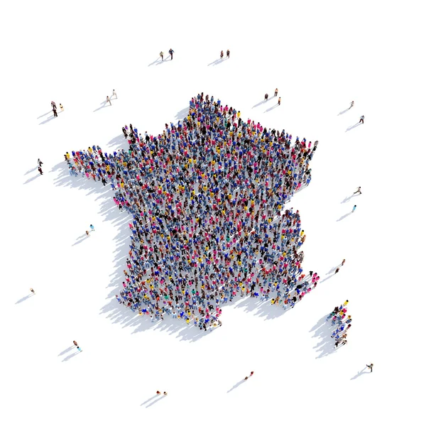 Ludzie grupy kształt mapa Francji — Zdjęcie stockowe