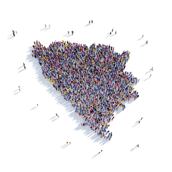 Ludzie mapę kształt grupy Federacji Bośni i Hercegowiny — Zdjęcie stockowe