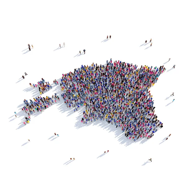 Mensen groep vorm kaart Estland — Stockfoto