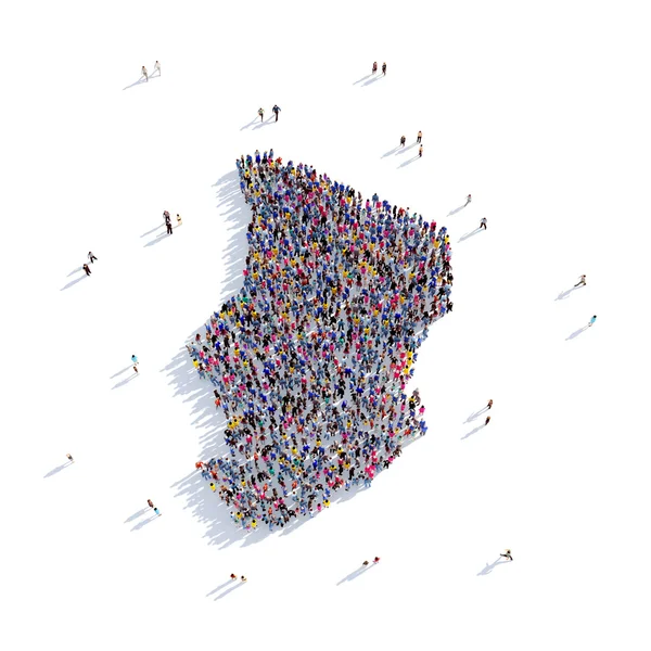 Personas grupo forma mapa Chad —  Fotos de Stock