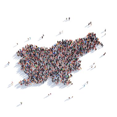 İnsanlar şekil harita Slovenya grup