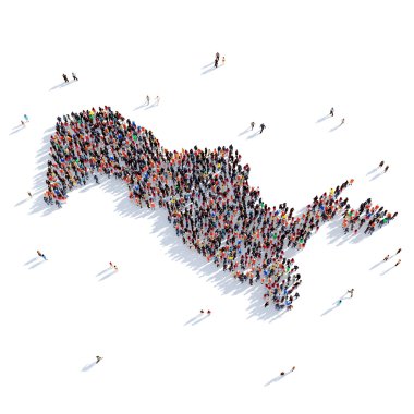 İnsanlar şekil harita Özbekistan grup