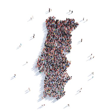 İnsanlar şekil harita Portekiz grup