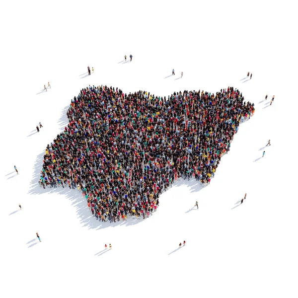 Personas grupo forma mapa Nigeria —  Fotos de Stock