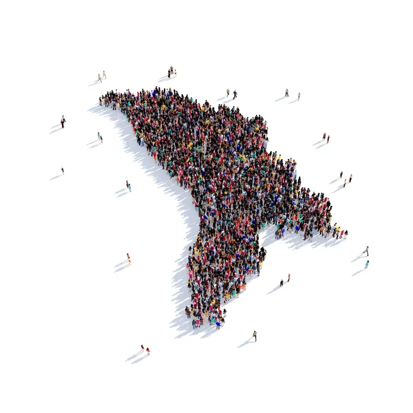 People group shape map Moldova — Stock Photo, Image