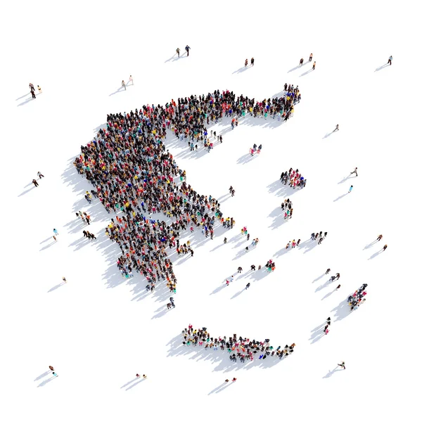 Ludzie grupy kształt mapa Grecji — Zdjęcie stockowe