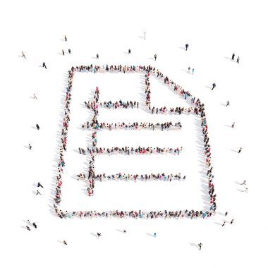 Kağıt .3d resimde insanlar. 3D render.