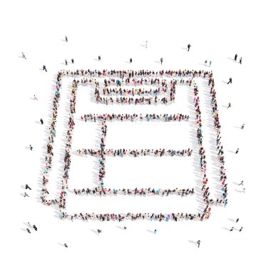 Kağıt .3d resimde insanlar. 3D render.