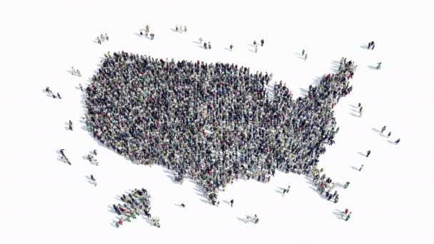 Lidé podobu mapy Ameriky — Stock video