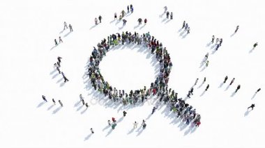 bir büyüteç işaret şeklinde insanlar.