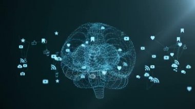 İnsan beyni Multimedya simgeler iplik tarafından oluşturulmuş.