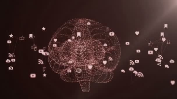 Людський мозок утворюється шляхом обертання мультимедійних піктограм . — стокове відео