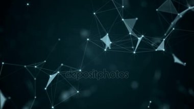 Güzel arka plan geometrik çizgiler ve noktalar, pleksus. Ağır çekim.