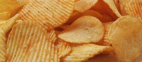 Közelről Burgonya Chips Felülnézet Háttér — Stock Fotó