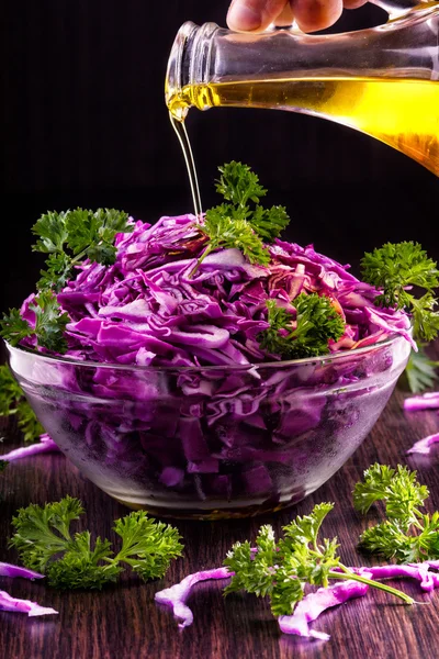 Fresh blue cabbage salad — Stock Photo, Image