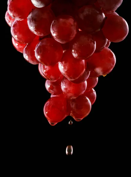 Red wine flow from a cluster of grapes — Stock Photo, Image