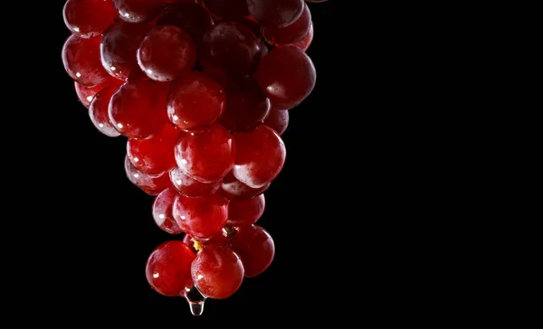 红酒流从一串葡萄 — 图库照片