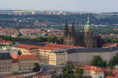 Prag Kalesi ve Saint Vitus Katedrali, Çek Cumhuriyeti. Panoramik görünüm